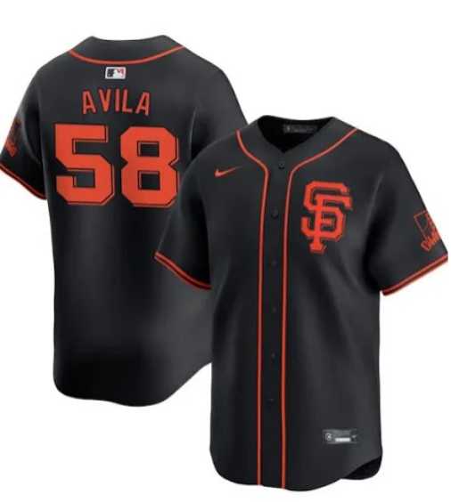 Men%27s San Francisco Giants #58 Nick Avila Black 2024 Black AlternateLimited Stitched Baseball Jersey Dzhi
